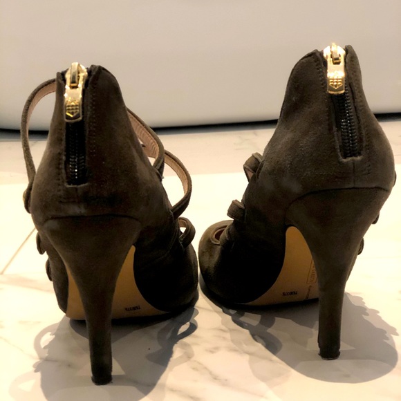 Strappy 4-inch Olive Green Heels - Picture 2 of 3